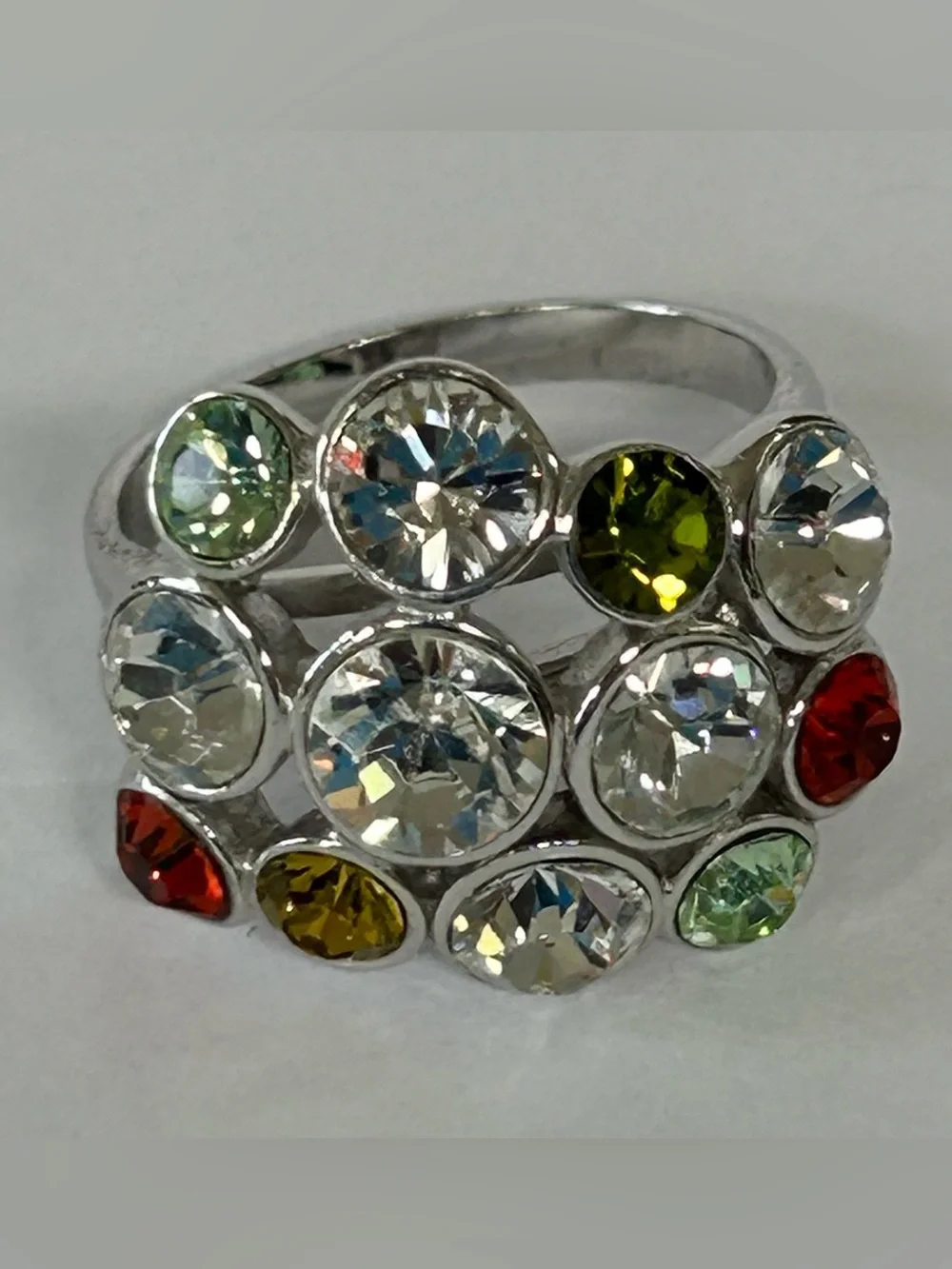 Multicolor Crystal Cluster Ring - Women Jewelry